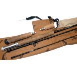 ROD: Orvis Graphite Salmon 10' 3 piece fly rod, line rate 9, grey blank, black whipped guides,