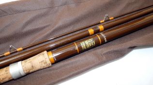 ROD: Hardy Matchmaker 13' 3 piece hollow glass plastic float rod, brown blank, whipped gold, agate