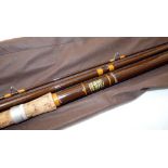 ROD: Hardy Matchmaker 13' 3 piece hollow glass plastic float rod, brown blank, whipped gold, agate