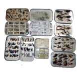 FLIES & BOXES: (6) Collection of 6 Wheatley alloy fly boxes, comprising of 2 x 16 compartment dry