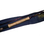 ROD: Hardy Graphite Deluxe 9'3", 2 piece trout fly rod, line rate 7/8, burgundy blank, lined butt
