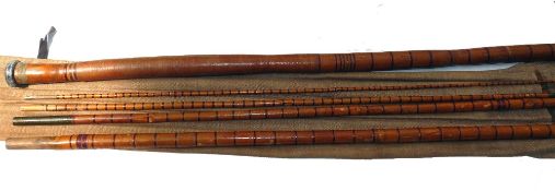 ROD: Decorative 5 piece bamboo roach pole, butt section 56" long, 4 x 33" long sections, burgundy