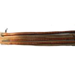 ROD: Decorative 5 piece bamboo roach pole, butt section 56" long, 4 x 33" long sections, burgundy