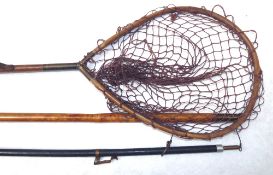 ACCESSORIES: (3) Decorative pear shaped wood framed landing net, 14"x11", brass yoke, fitted to