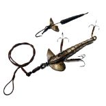 LURES: (2) Gregory Cleopatra nickel lure, body stamped "Patent", 2.25" long, hollow scaled body, not