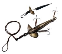 LURES: (2) Gregory Cleopatra nickel lure, body stamped "Patent", 2.25" long, hollow scaled body, not