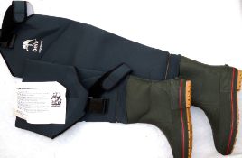 WADERS: Pair of new stock Behr Angelsport Neoprene thigh waders, Euro 45, UK10, Cleated soles,