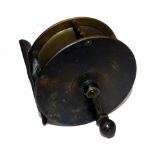 REEL: Early Graham of Cockermouth 3.5" all brass clock maker style crank wind winch, cross pinned