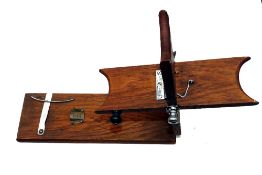 ACCESSORY: Hardy 1911 Model line drier, oak wood base, folding 4 part wood frame, nickel plated