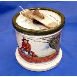 PORCELAIN: Royal Doulton Gallant Fishers tobacco jar, 4.5"x5" base, back stamp with pattern D3680/7,