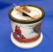 PORCELAIN: Royal Doulton Gallant Fishers tobacco jar, 4.5"x5" base, back stamp with pattern D3680/7,