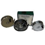 REELS: (3) Three Farlow of London alloy fly reels, The Grenaby 3.5" reel with ventilated face plate,