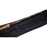 ROD: Bruce & Walker "CFR Salmon Fly Rod" 15' 3 piece carbon, burgundy whipped snake guides, line