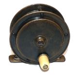 REEL: Rare Hardy Hercules 2.5" diameter all brass trout fly reel, the backplate stamped with rod