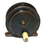 REEL: Rare Hardy Hercules 2.5" diameter all brass trout fly reel, the backplate stamped with rod