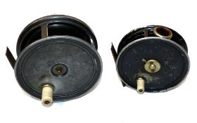 REELS: (2) Pair of Herbert Hatton of Hereford alloy trout/salmon fly reels, a 3.5" diameter narrow