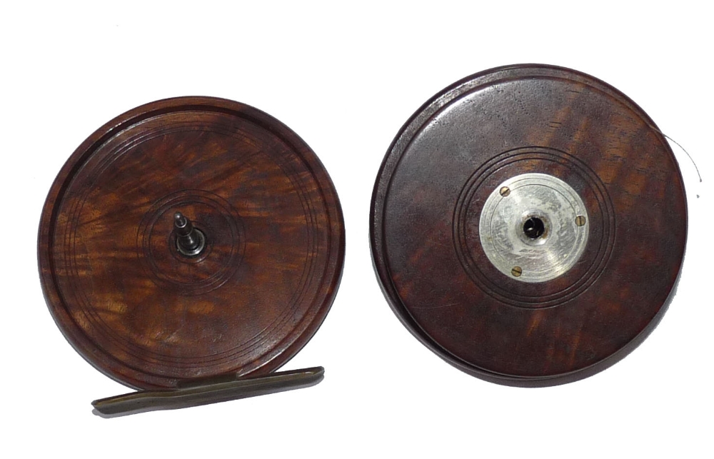 REEL & CASE: Ex rare c1900s William Nightingale Maker (Derby) polished mahogany and silver & - Bild 3 aus 5