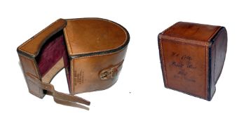HARDY REEL CASE: Hardy Bros Alnwick block leather salmon wide drum fly reel case, internally