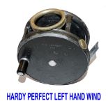REEL: Hardy Perfect LHW wide drum alloy salmon fly reel, 3.75" diameter, nickel revolving line