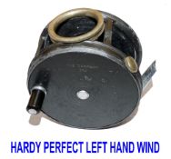 REEL: Hardy Perfect LHW wide drum alloy salmon fly reel, 3.75" diameter, nickel revolving line