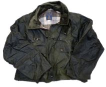 HARDY JACKET: Hardy wax cotton wading jacket in as new condition, size XXL 52, green cord collar