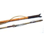 ACCESSORIES: (2)  Hardy combined wading staff and boat hook, 44" long, bamboo shaft, varnished