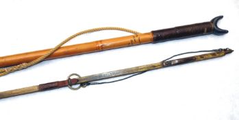 ACCESSORIES: (2)  Hardy combined wading staff and boat hook, 44" long, bamboo shaft, varnished