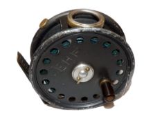 REEL: Hardy St George 3-3/8" alloy trout fly reel, black handle ventilated face with owners