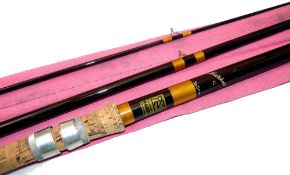 ROD: Hardy Matchmaker 12' 3 piece hollow glass plastic float rod, brown blank, whipped gold, agate