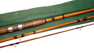 ROD: Milward Matchmaster 10' 6" 3 piece Avon style rod, whole cane butt/middle, split cane tip, with