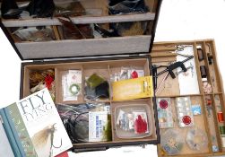 FLY TYING MATERIALS: Bob Church portable fly tying cabinet with carry handle, measures 18" x11" x5.