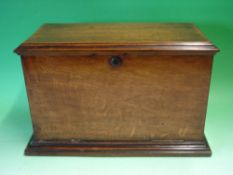 A Fine Victorian Oak Stationery Box The fall front revealing a folding writing slope and an