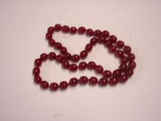 An Amber Necklace Strung with uniform beads. 81g, Condition report: All good