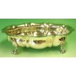 An Italian Silver Fruit Bowl 800 standard and stamped Battuto A Mano. Of shaped fluted form with all