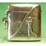 Golf. A Silver Vesta Case Embossed to each side with a golfer at the end of his swing. Marked
