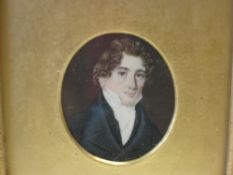 English Miniaturist Circa 1820 A portrait of a gentleman, he wearing a black coat with white stock