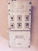 World War 11 An electric switch or fuse control box from a British warship with applied plaque for