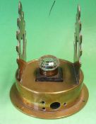 A Trench Art Brass Inkstand Probably adapted from a marine gauge housing, with heart pierced fret