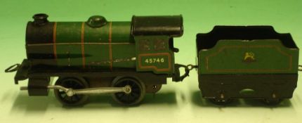 Hornby Meccano "0" Gauge A type 30 clockwork tank engine and tender, running number 45746. Condition