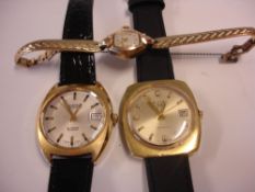 A Montina Gold Plated Wristwatch With an Avia gold plated wristwatch, both automatic movements,