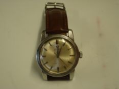 An Omega Seamaster Wristwatch Automatic movement, stainless steel case, the dial with baton