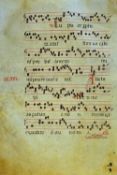 Antiphonic c1400-1480 a large impressive sheet of Choral music with two finely detailed Initial