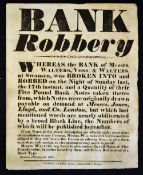 Crime and Punishment Bank Robbery Poster 1828 'Bank Robbery' Walters, Voss & Walters Bankers,