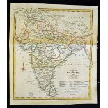 India attractive Map of India and Ceylon c1800s fine detail of cities, towns and topography,