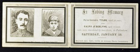 Crime and Punishment The Tottenham Murders 1909 Scarce Folding Memoriam Card "In Loving Memory of