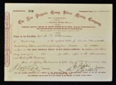 Australia Share Certificate The New Pinnacle Group Silver Mining Company Ltd 1897 (Mine at broken