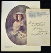 Empress Eugénie Queen of France Signed hand written note on Charing Cross Hotel notepaper undated