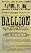 Advertising Poster 1837 In English advertising The Ascent of Mr Green 'Vauxhall (Nassau) Balloon