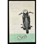 Automotive Scott Motor Cycle catalogue 1949 Shipley, Yorkshire single sheet fold out 4 page sales