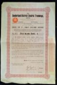 Bond Certificate The Sunderland District Electric Tramways Ltd 1912 5% LOAN. (They operated an